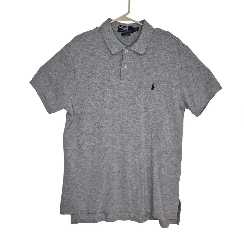 Polo Ralph Lauren Polo Shirt Mens Large Custom Fit Gray Short Sleeve Pony Logo